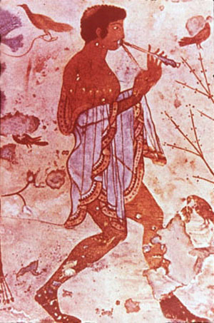 pink flute player